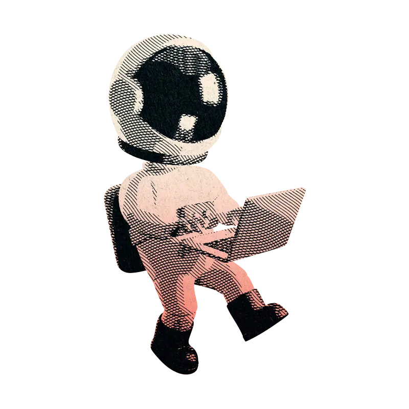 Astronaut typing on a laptop